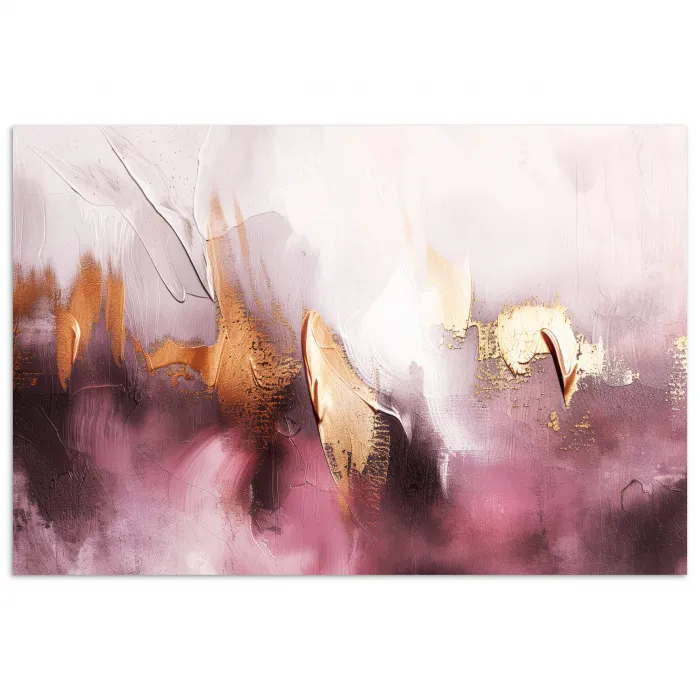 Watercolor - Goud - Roze - Abstract - Kunst poster papier klein -3d