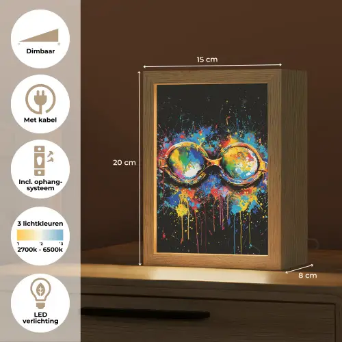 Graffiti - Sport - Zwemmen - Zwembril Light Box met kabel (Tafellamp) klein -USP_NL