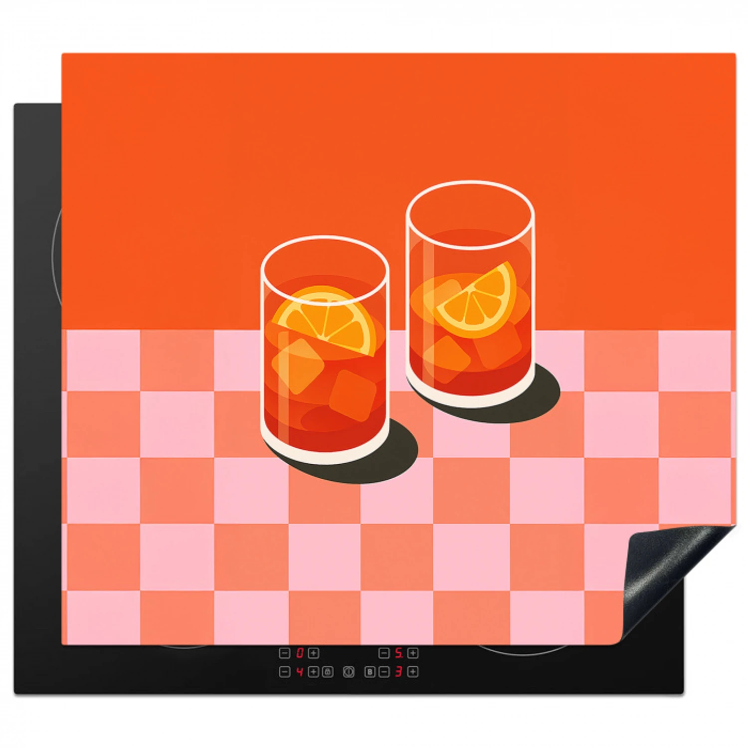 Sinaasappel - Glazen - Oranje Inductie beschermer vinyl 3mm middel -3d