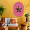 Ster - Luipaard - Print - Roze Wandcirkel Ovaal Glas middel -sfeer4