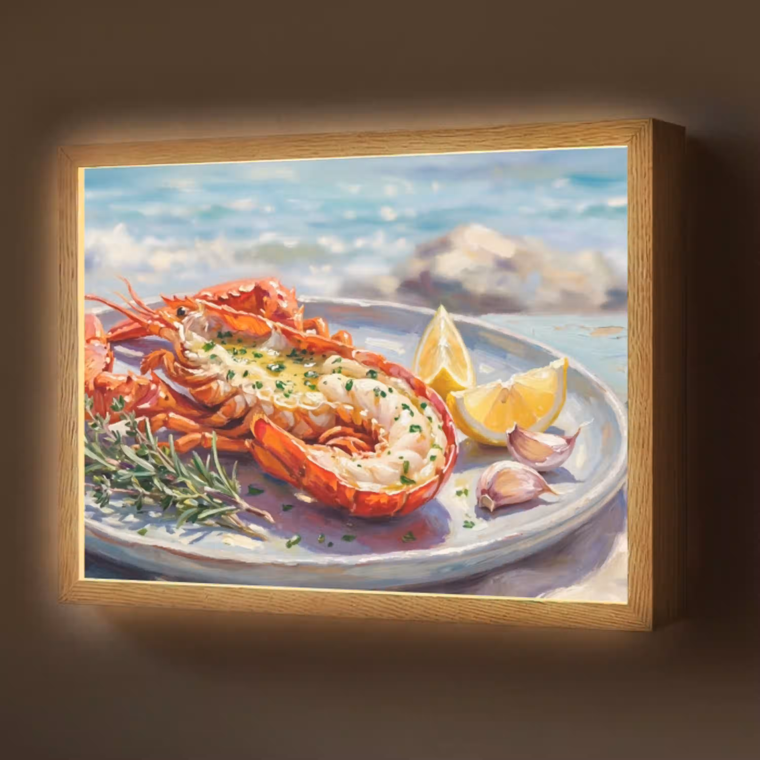 Eten - Zee - Kust - Modern - Blauw Light Box met batterij (Wandlamp) middel -z3d_website