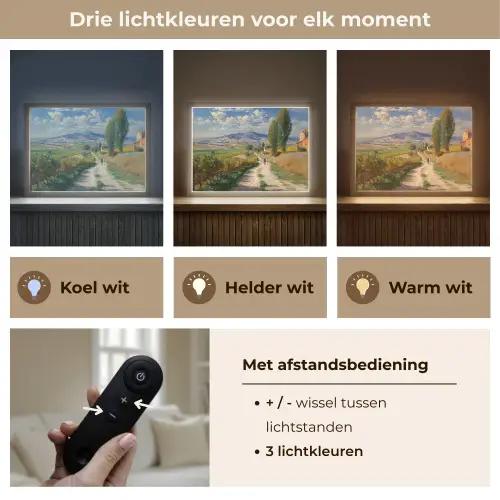Mensen - Wandelen - Zandpad - Velden Light Box met batterij (Wandlamp) middel -USP_lichtkleurNL