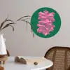 Abstract - Pink - Lijnen - Groen Wandcirkel behangsticker klein -sfeer3