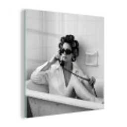 Bad - Vrouw - Zwart - Wit plexiglas 5mm klein -z3d