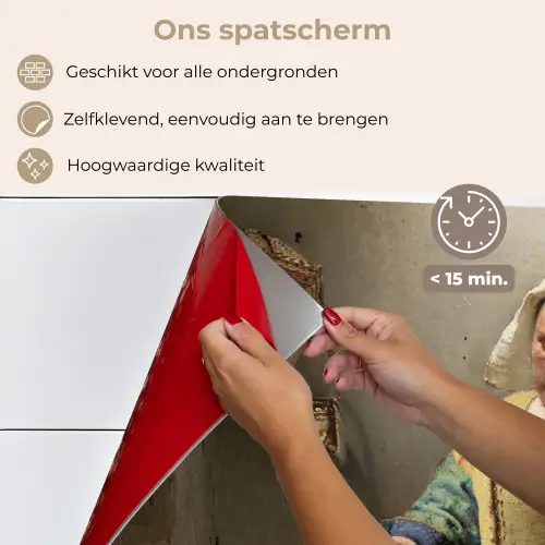 Het melkmeisje - Schilderij van Johannes Vermeer keuken achterwand spatscherm klein -spatscherm_NL