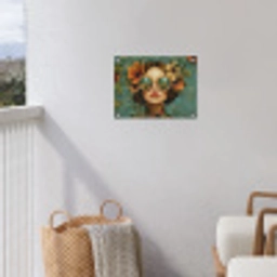 Vrouw - Bloemen - Vlinders - Natuur - Vintage tuinposter los doek klein -sfeer8