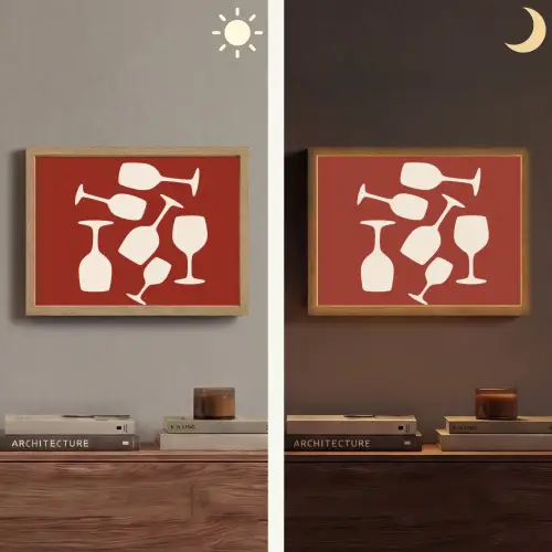 Wijnglazen - Silhouetten - Wit Light Box met batterij (Wandlamp) middel -sfeer3