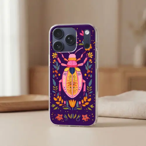 Kever - Felgekleurd - Bloemen - Bladeren Telefoonhoesje iPhone 17 Pro klein -sfeer2