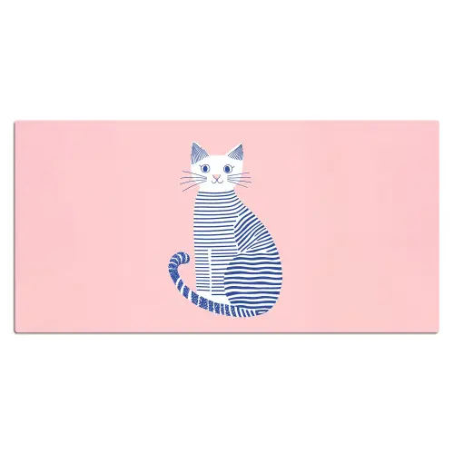 Kat - Illustratie - Minimalistisch - Roze Muismat XXL klein -3d_leeg