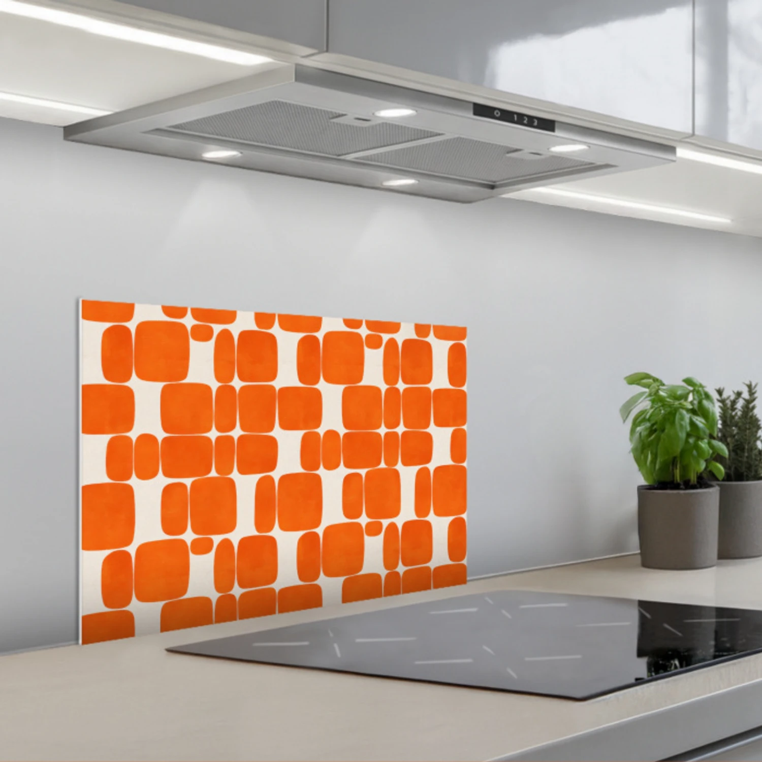 Patroon - Retro - Oranje keuken achterwand spatscherm klein 900 -3d_schuin