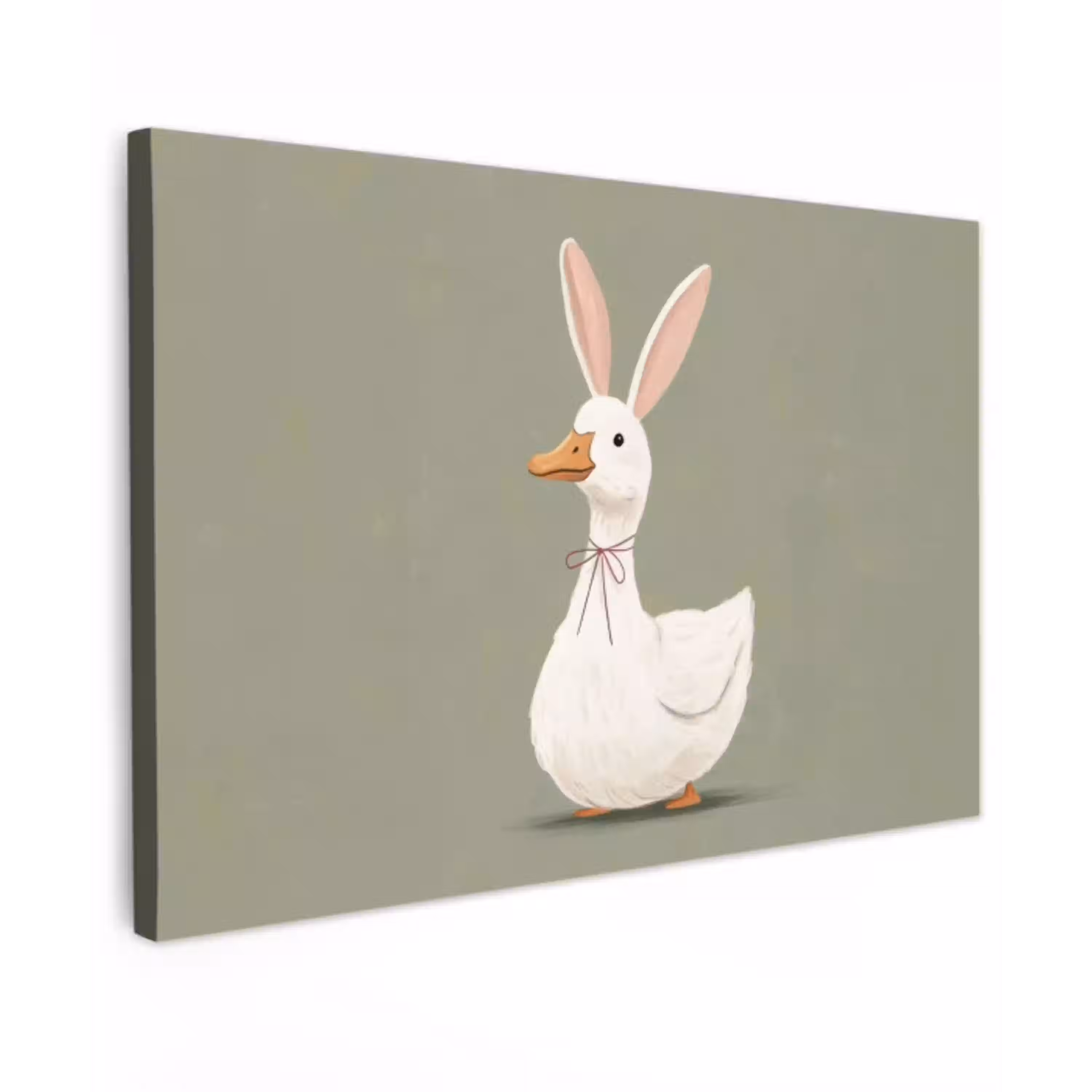 Eend - Konijnoren - Grijs Tuinposter op houten frame 2 cm dik klein -3d
