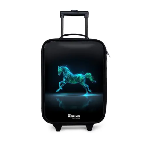 Futuristisch galopperend paard Kinderkoffer - Zwart klein -3d