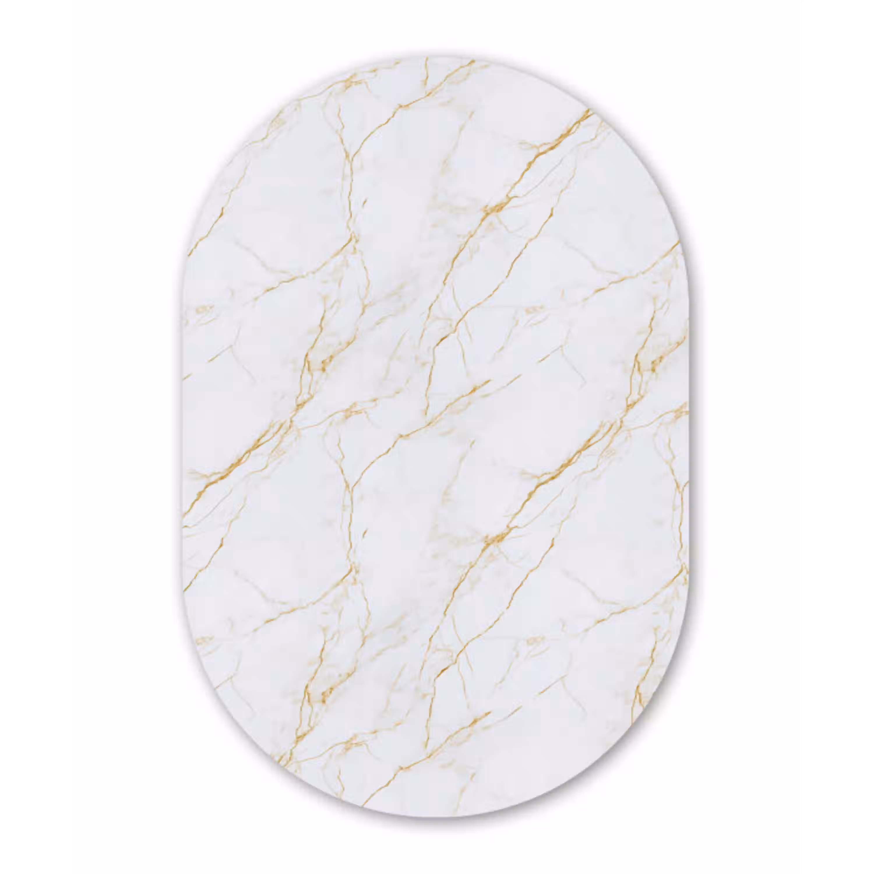 Wit - Marmer - Goud - Luxueus Wandcirkel Ovaal Aluminium middel 839 -3d