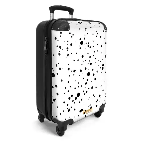 Zwarte stippen in uiteenlopende groottes op een witte achtergrond NBS - Handbagage koffer - Volwassenen Unisex middel -productfoto_3d