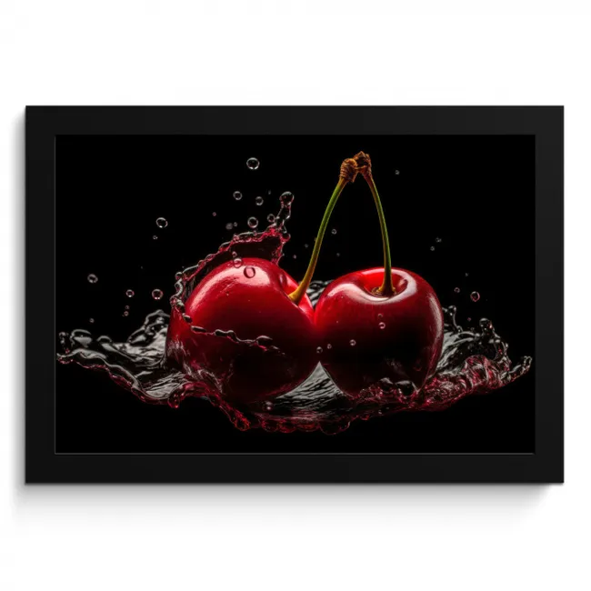 Kersen - Rood - Fruit - Water - Zwart KitchenYeah - Keuken - Fotolijst klein -3d