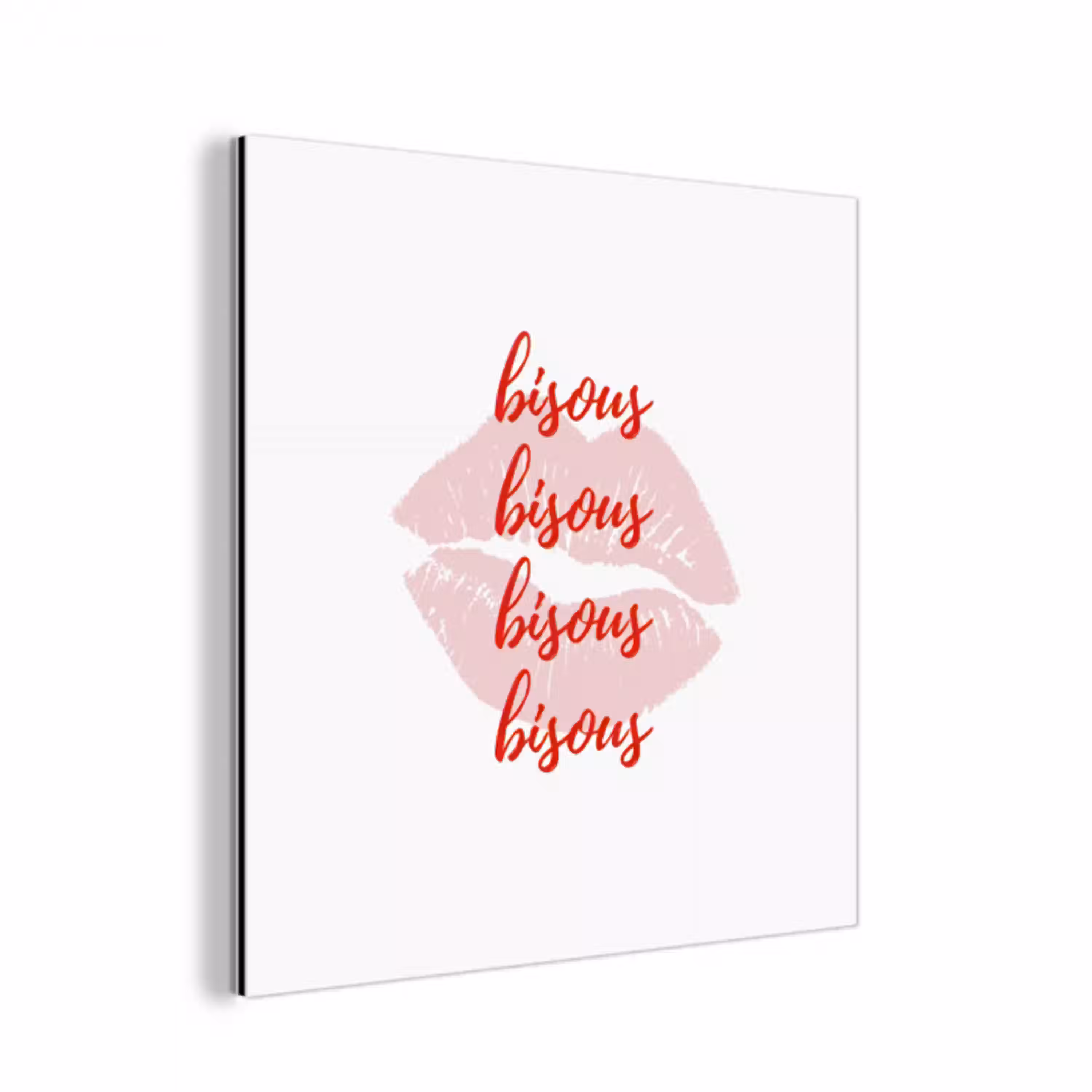 Bisous - Lip - Wit - Rood aluminium wit klein -3d
