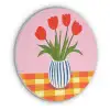 Tulpen - Roze - Vaas Akoestische PET Vilt - Rond klein -3d