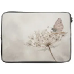 Vlinder - Bloem -Natuur - Beige laptophoes neopreen klein -zkaufland3dotto