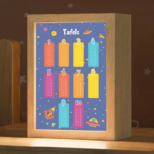 Tafels van vermenigvuldiging - Leren rekenen voor kinderen - Getallen oefenen - Ruimte Light Box met kabel klein -zzz_3d_website