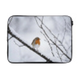 Roodborstje - Tak - Sneeuw - Winter - Levendig laptophoes neopreen klein -3d