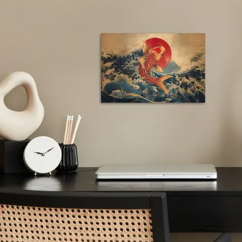 Koi - Zee - Golven - Zon poster papier klein -sfeer1
