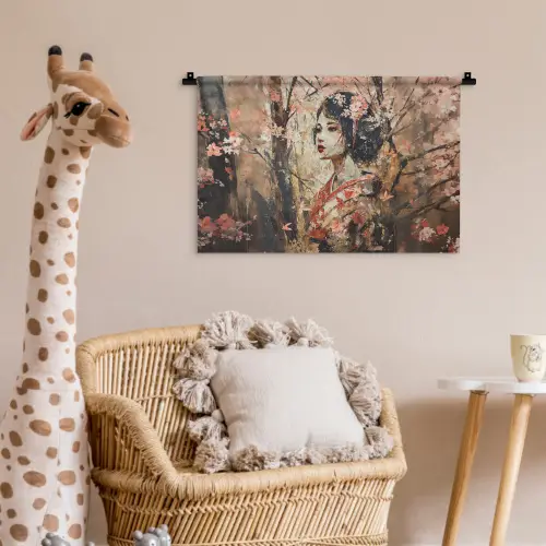 Kimono - Vrouw - kersenbomen Wandkleed katoen klein -wsfeer5_kind