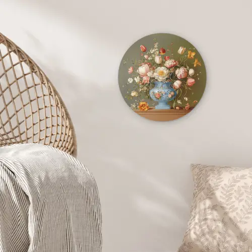 Neutral - Bloemen - Boeket - Vaas Wandcirkel plexiglas klein -sfeer5