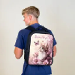 Kitten - Vlinders - Paars - Bloemen Rugzak - Zwart middel -sfeer8