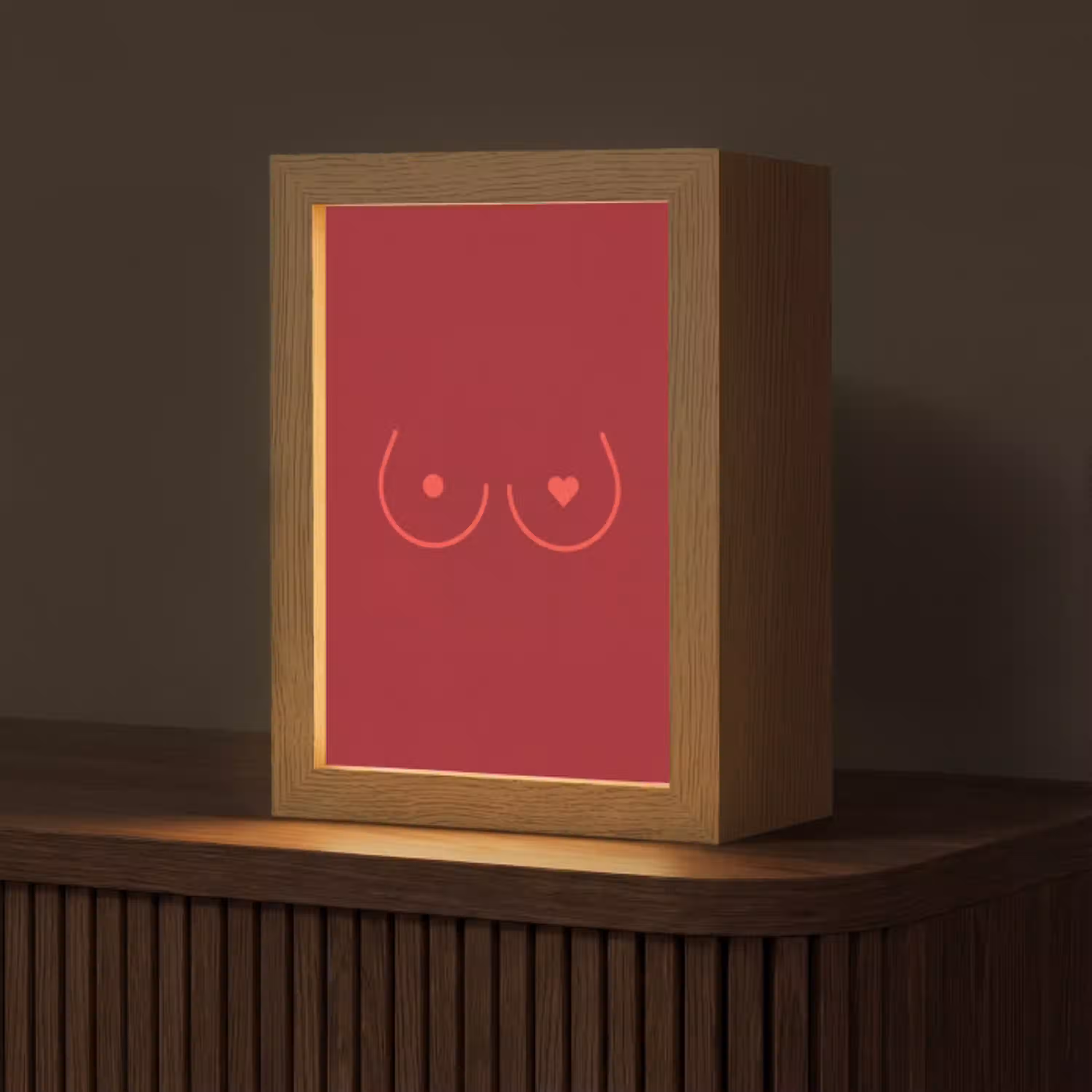 Minimalistisch - Lijnillustratie - Rood Light Box met kabel (Tafellamp) klein -z3d_website