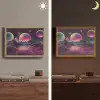 Landschap - Planeten - Horizon - Paars Light Box met batterij (Wandlamp) middel -sfeer3