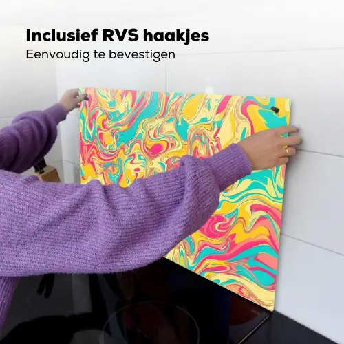 Geel - Roze - Blauw - Retro Inductie beschemer met haakjes klein -ky-ophangen-nl