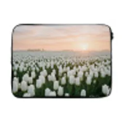 Tulpen - Landschap - Wit laptophoes neopreen klein -3d