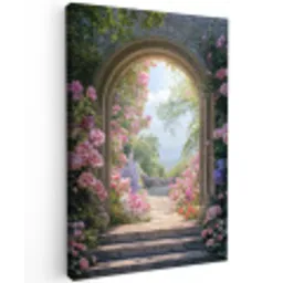 Doorkijk - Rozen - Vintage - Bloemen Tuinposter op houten frame 2 cm dik klein -3d
