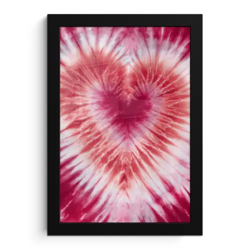Hartvorm - Roze - Tie dye fotolijst zwart zonder passe partout klein -3d
