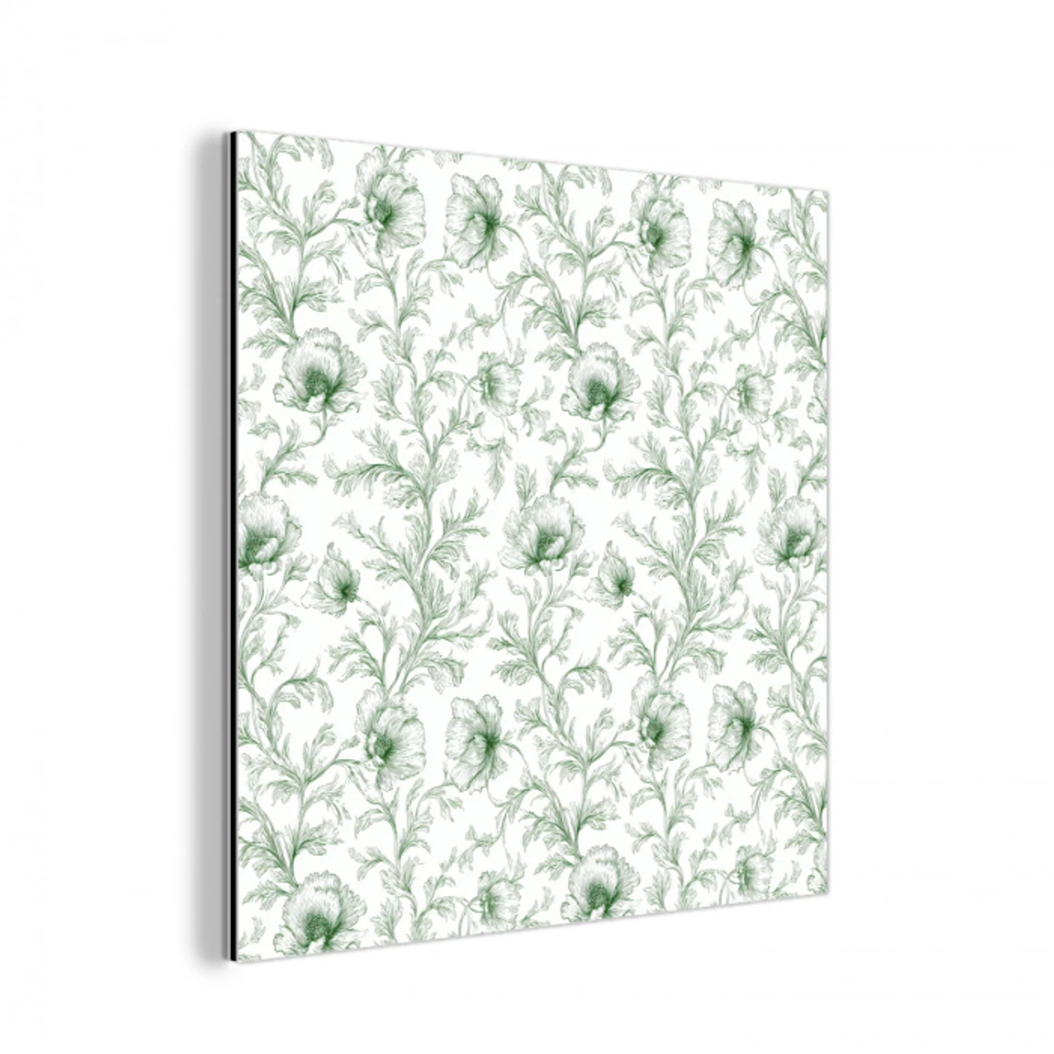 Bloemen - Getekend - Groen aluminium wit klein 46 -3d