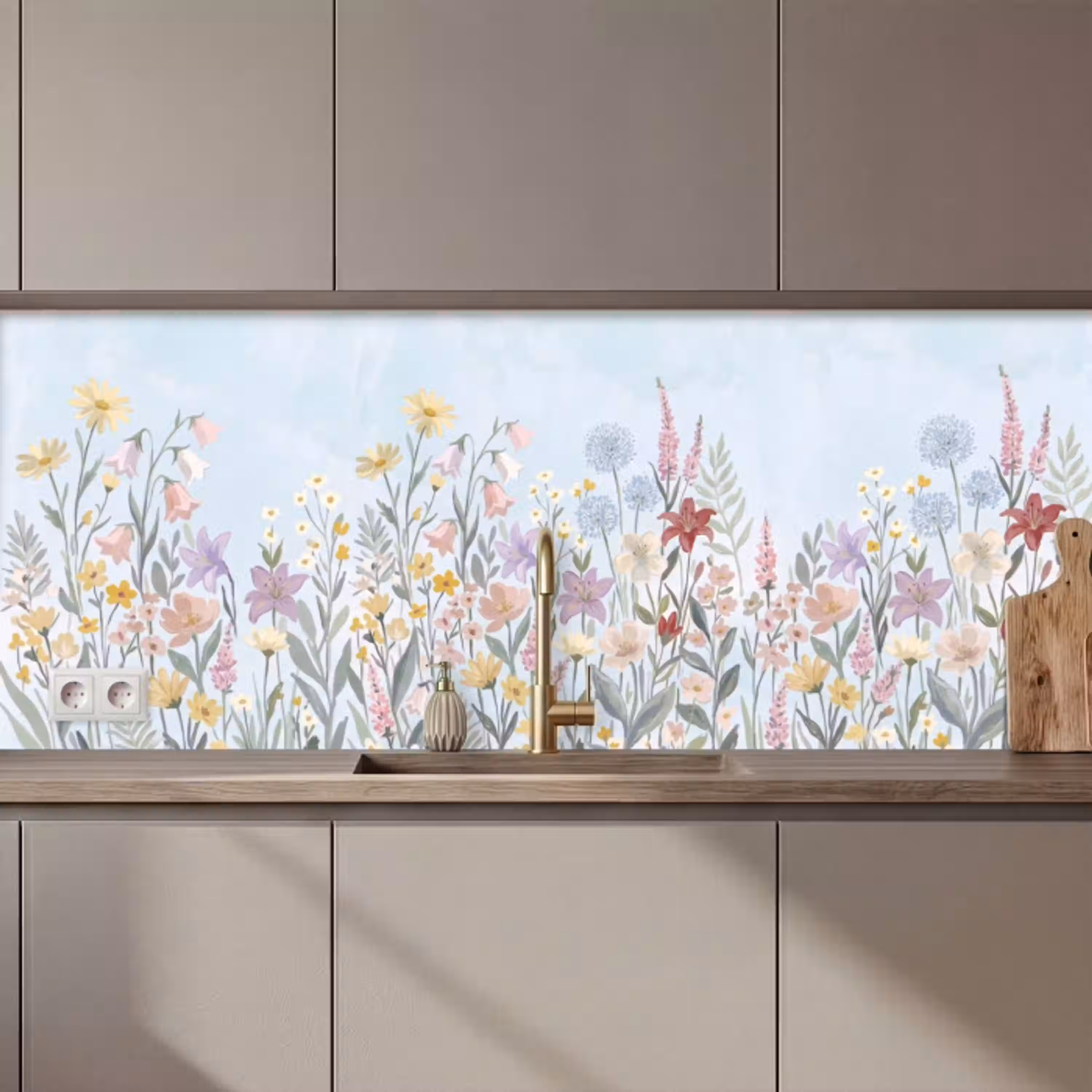 Weidebloemen - Illustratie - Kleurrijk keuken achterwand 2 middel zz_3dshopping
