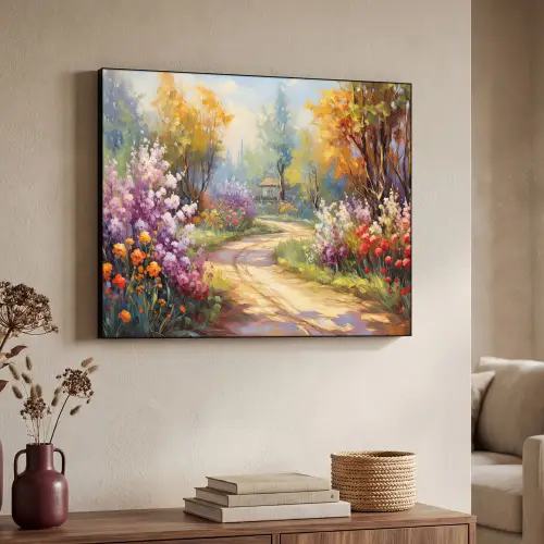 Bloemen - Bomen - Kunst - Watercolor Textielframe zwart klein -sfeer3