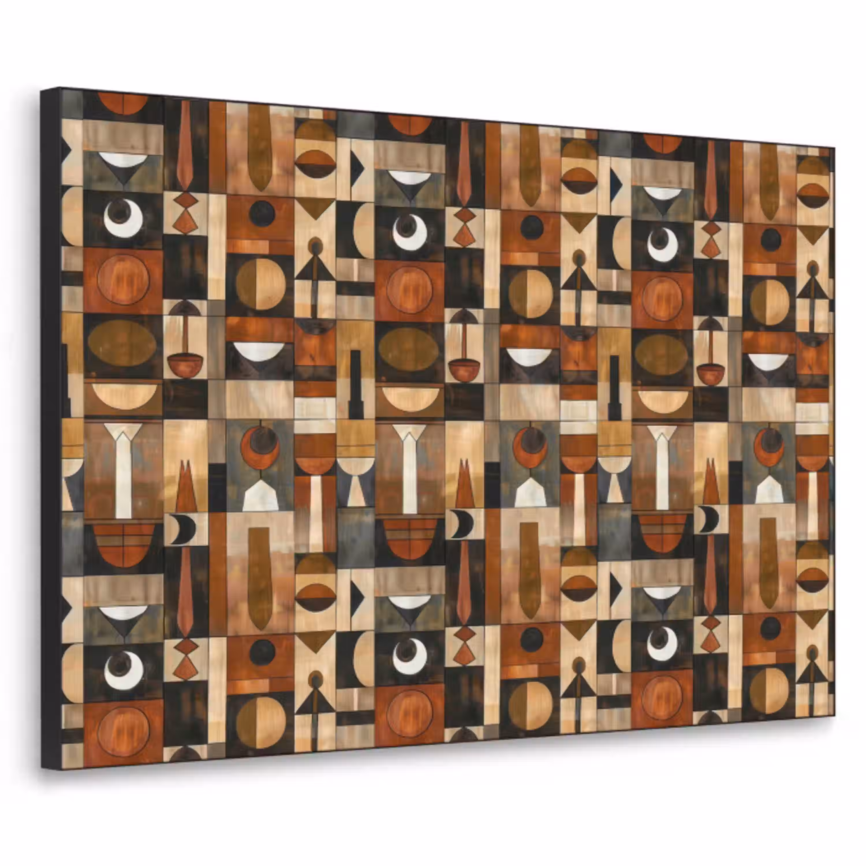 Terracotta - Geometrisch - Mid-Century - Patroon Textielframe zwart klein 947 -3d