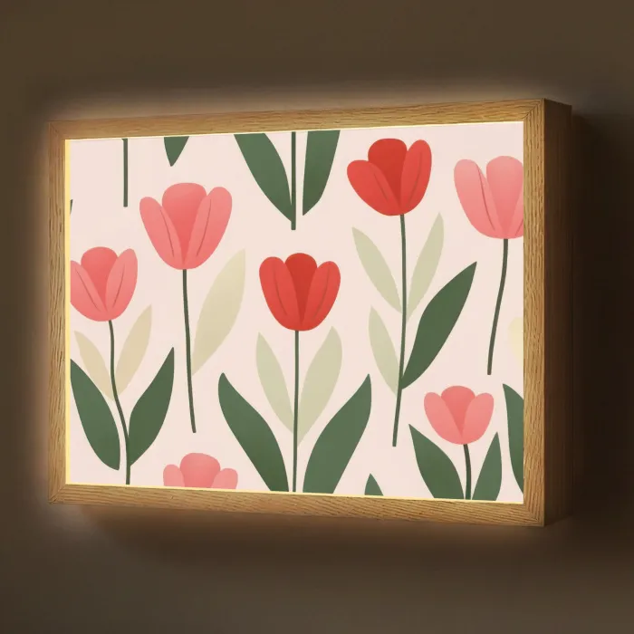 Tulpen - Modern - Roze Light Box met batterij (Wandlamp) middel -z3d_website