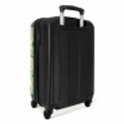 Lichtgroene achtergrond met abstracte donkergroene lijnen NBS - Handbagage koffer - Unisex middel -achterkant
