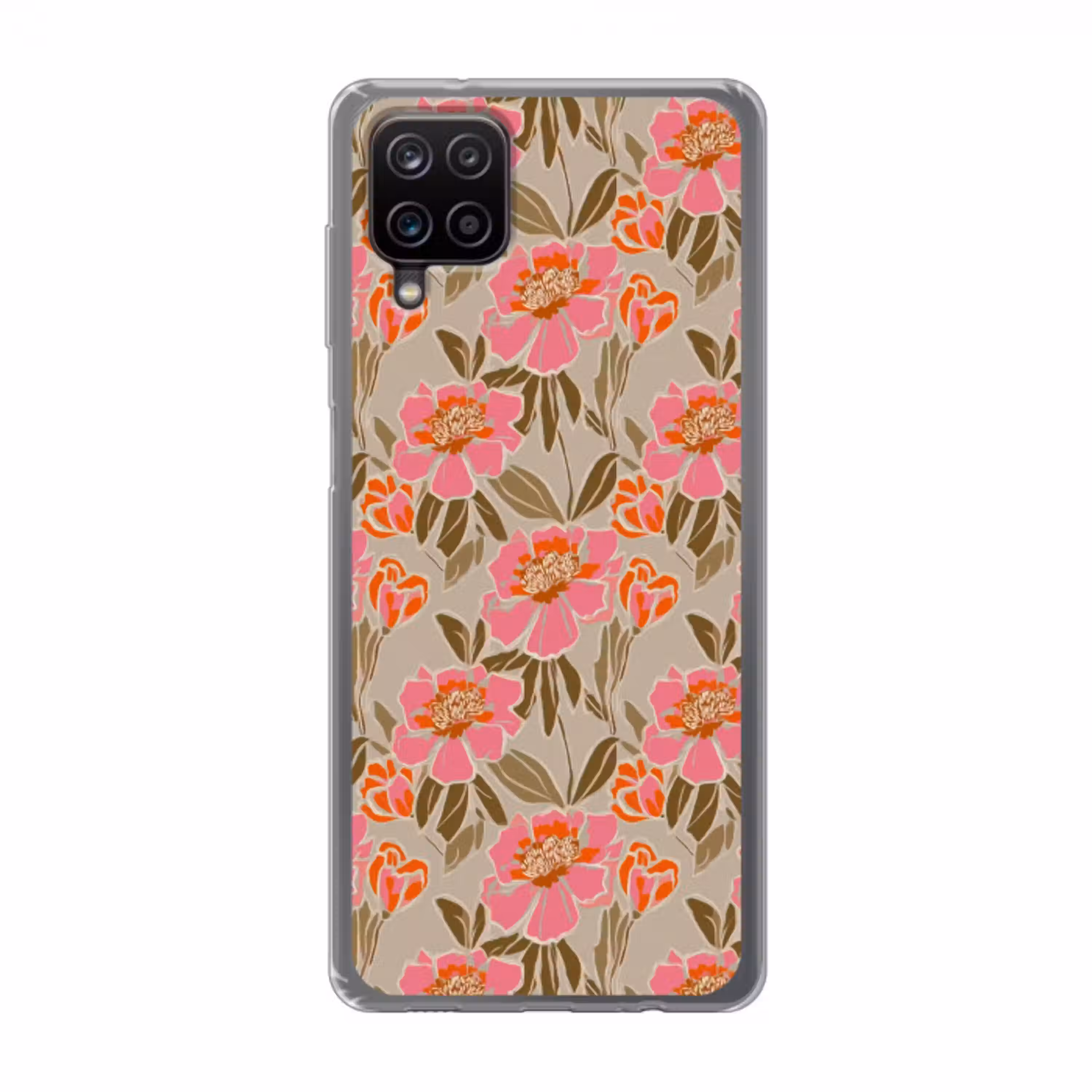 Pioenrozen - Patroon - Roze Telefoonhoesje Samsung Galaxy A12 klein 372 -3d