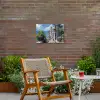 Huizen - Zee - Bomen - Bloemen Tuinposter op houten frame 2 cm dik klein -sfeer3