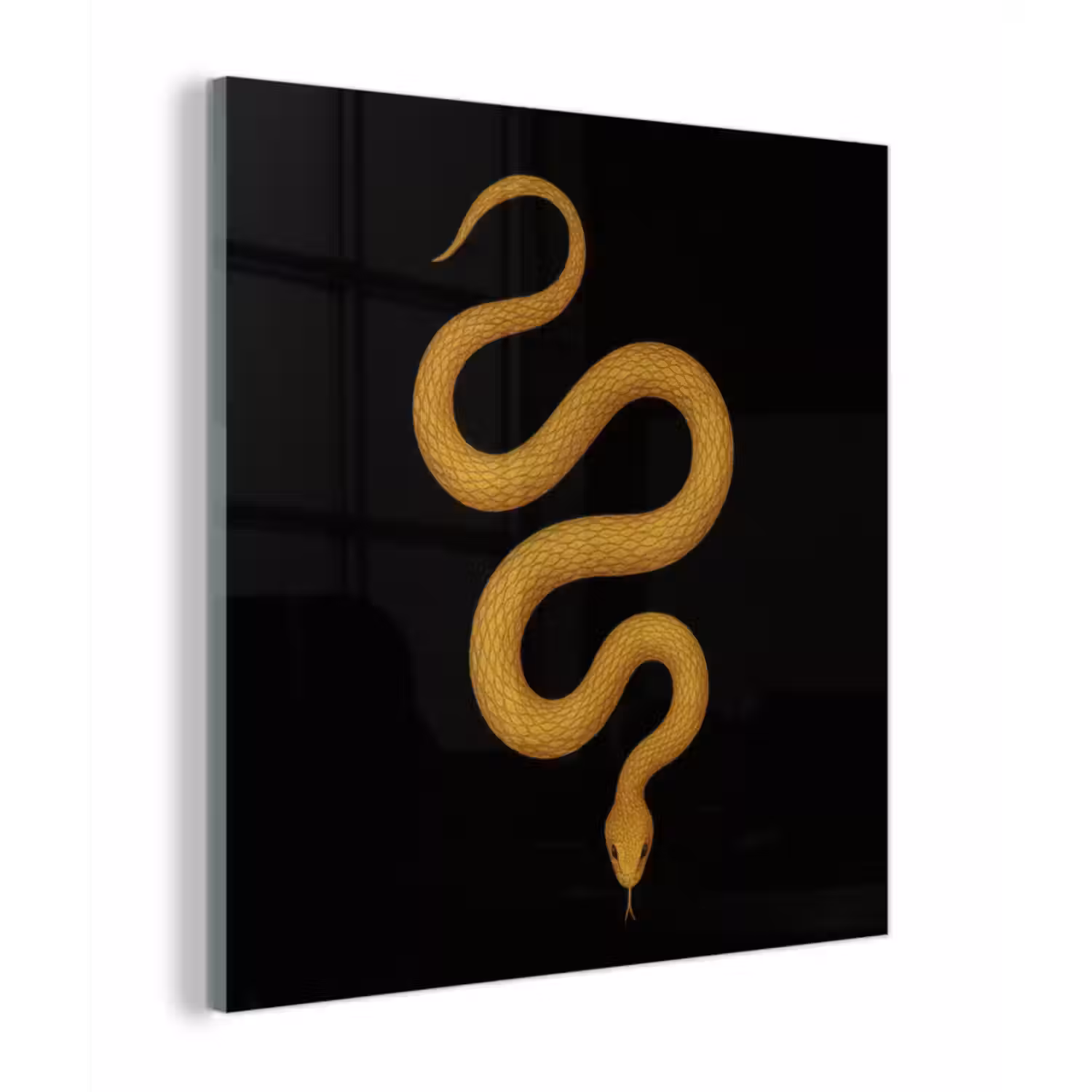 Glas schilderij - Slang - Minimalistisch - Goud
