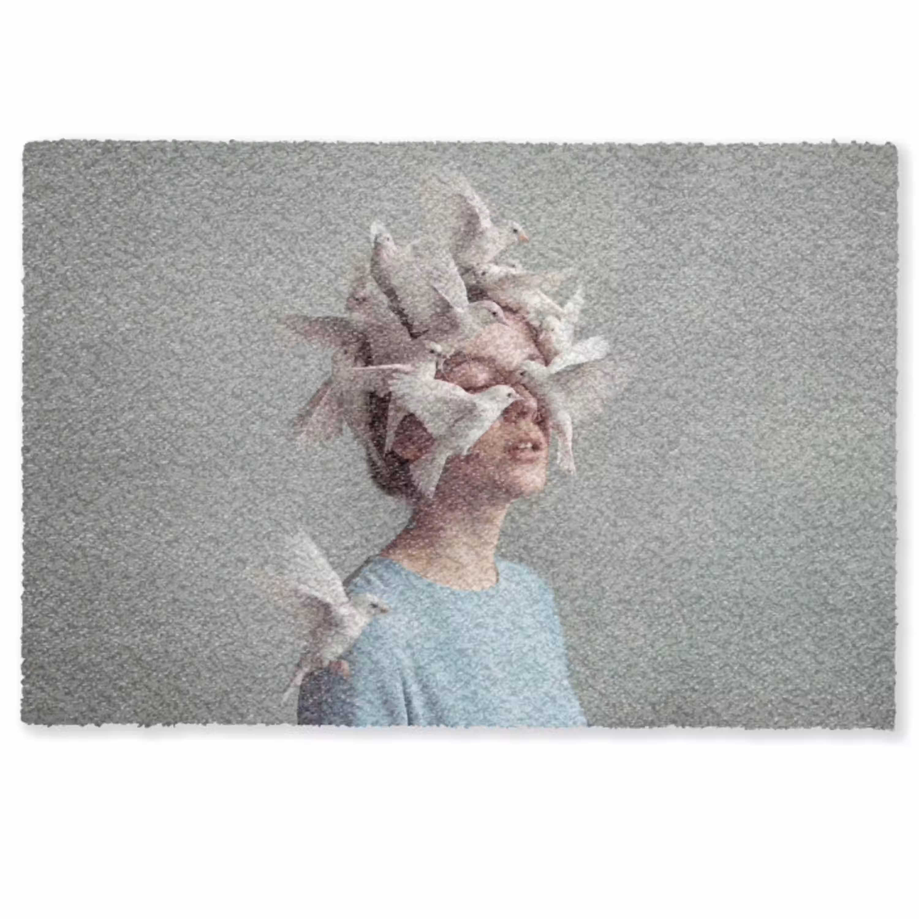 Vrouw - Vogels - Abstract - Modern - Wit Deurmat klein -zkaufland3d