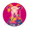 Geit - Hoorns - Kimono - Kleurrijk Wandcirkel aluminium klein -3d