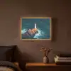 Vuurtoren - Rots - Zee - Golven Light Box met batterij (Wandlamp) middel -sfeer4