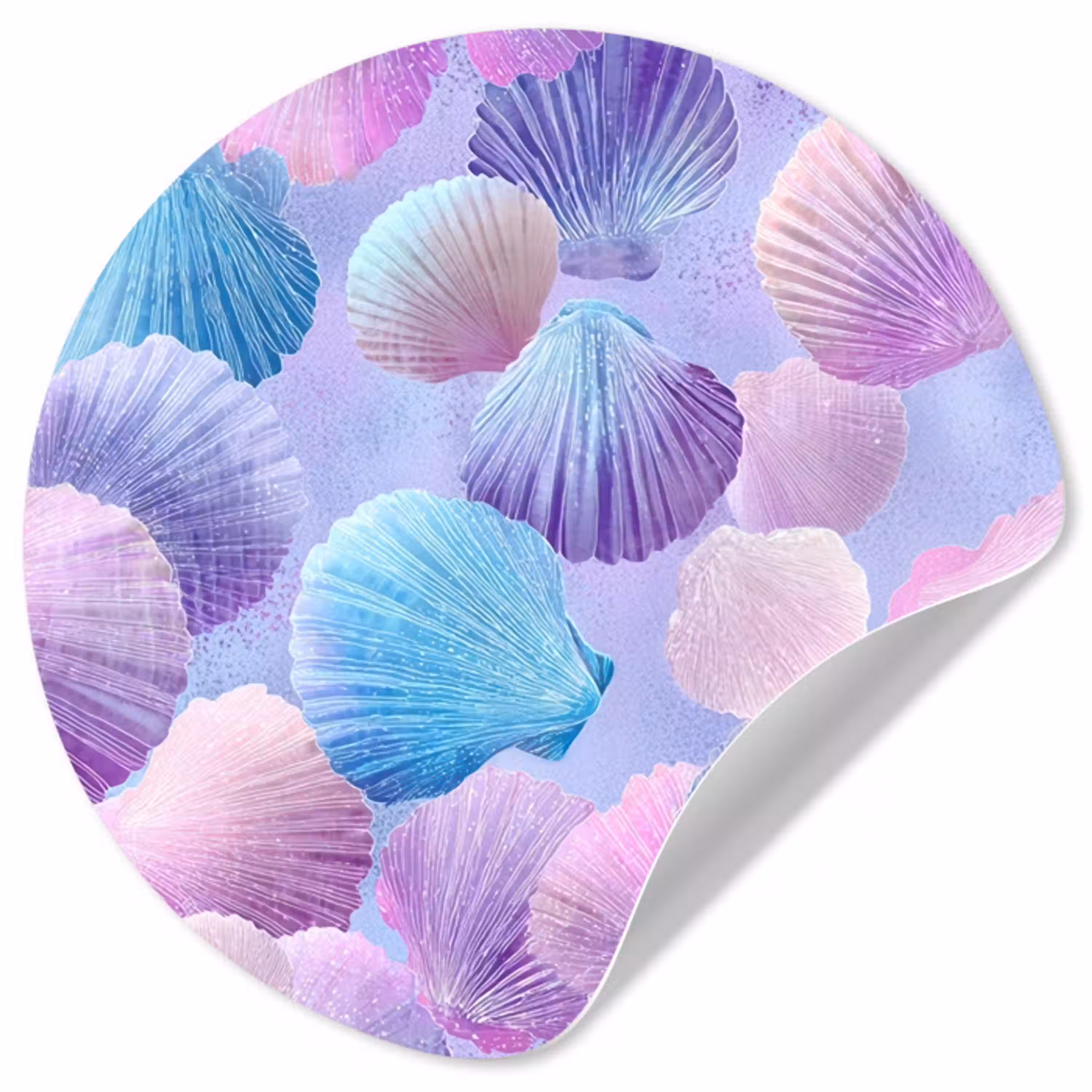Schelpen - Paars - Blauw - Patroon Wandcirkel behangsticker klein -3d