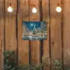 Kerstnacht - Stadsplein - Meerkleurig tuinposter los doek klein -sfeer1