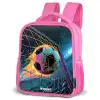 Neon - Net - Voetbal - Kleurrijk Kinderrugzak - Roze middel -schuin