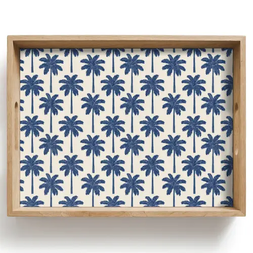 Symmetrisch - Palm - Blauw Dienblad Rechthoek middel 911 -z3d_shopping